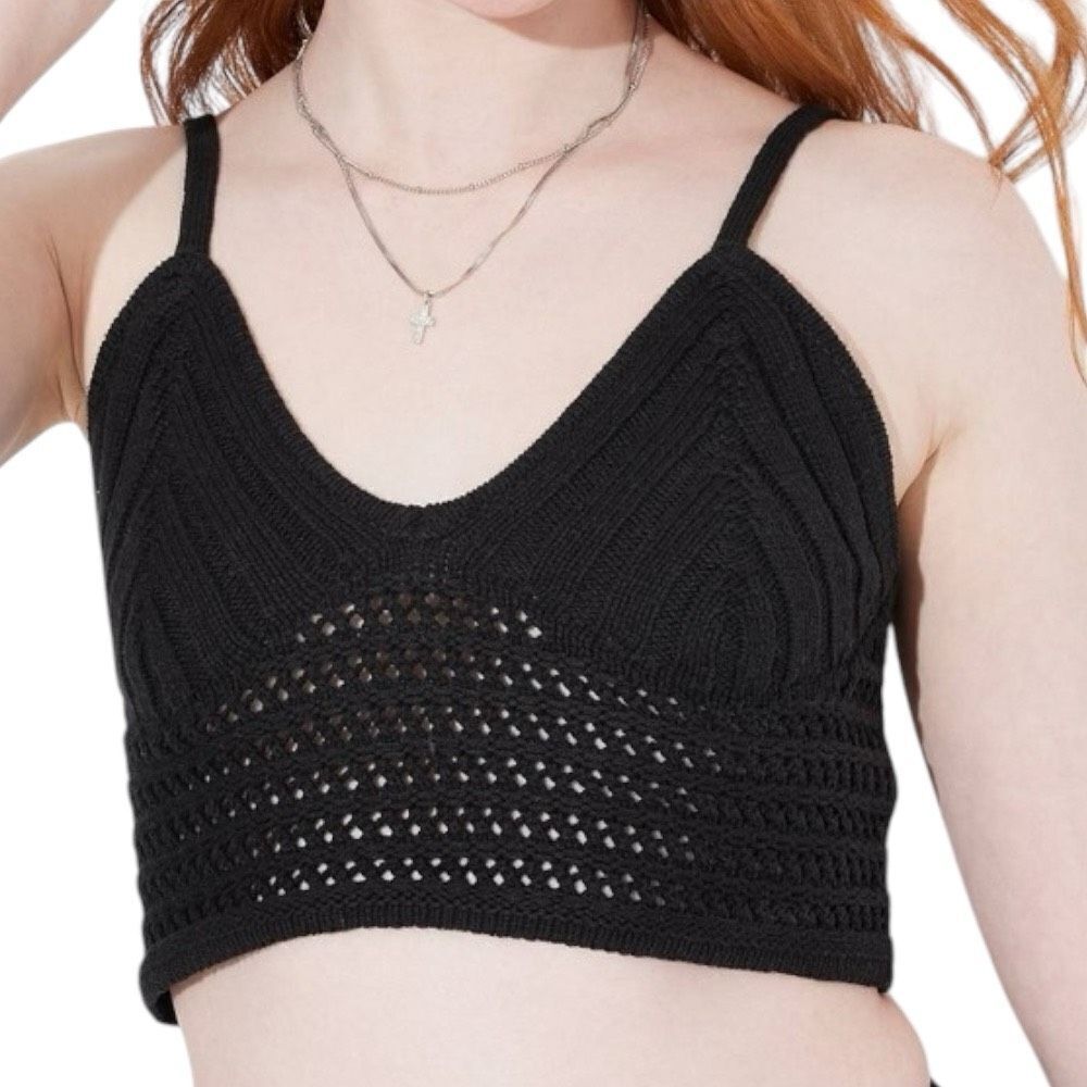 NEW Wild Fable‎ Women's Open Work Sweater Tank Black Medium